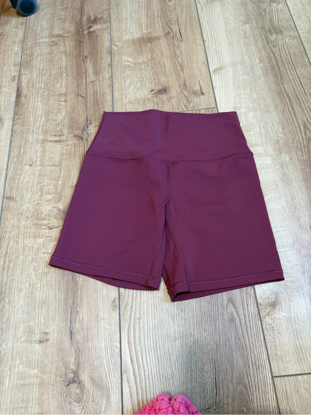 High-Waist Maroon Women’s Active Shorts
